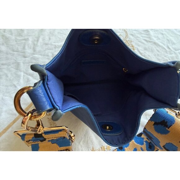 Ah-Dorned Blue Leather Animal Print Strap Crossbody Bag - Picture 6 of 9